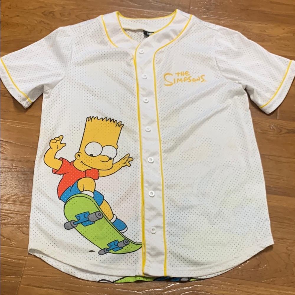 The Simpsons Bart Skateboard Mesh Baseball Tee Jersey